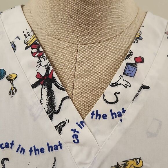 Cat In the Hat Dr. Seuss Scrub Top XL - Picture 2 of 7